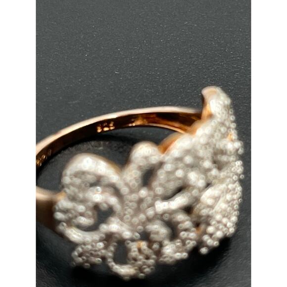 D'Joy Sterling Silver Rose Gold Fleur-de-Lis Diamond Accent Flower Ring Size 8.5 - Picture 8 of 8